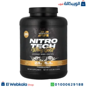 واي بروتين جولد الاصلي لزيادة الكتلة العضلية | Muscletech Nitro Tech Whey Gold, 2.28 kg, Gourmet Whey Protein, Cookies and Cream واي بروتين جولد الاصلي لزيادة الكتلة العضلية | Muscletech Nitro Tech Whey Gold, 2.28 kg, Gourmet Whey Protein, Cookies and Cream