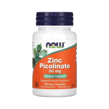 حبوب بيكولينات الزنك لدعم المناعة – Zinc Picolinate, 50 mg, 60 Veg Capsules, NOW Foods