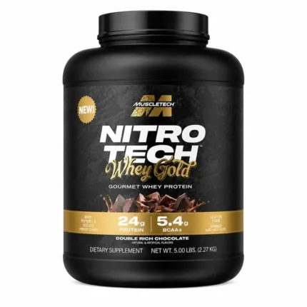 بروتين واي جولد لزيادة الكتلة العضلية | Nitro Tech Whey Gold Gourmet – Double Rich Chocolate – 2.27KG, Muscletech